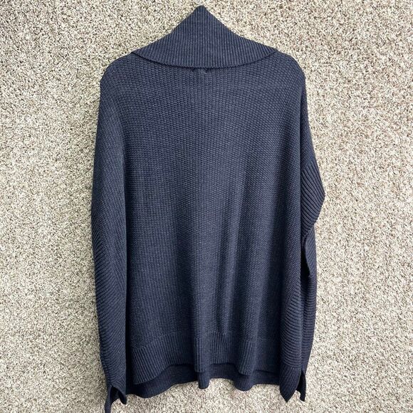 Anne Klein Sweater Women’s L/XL Dark Blue Knit Pullover Poncho Fringe NWT - Picture 7 of 9